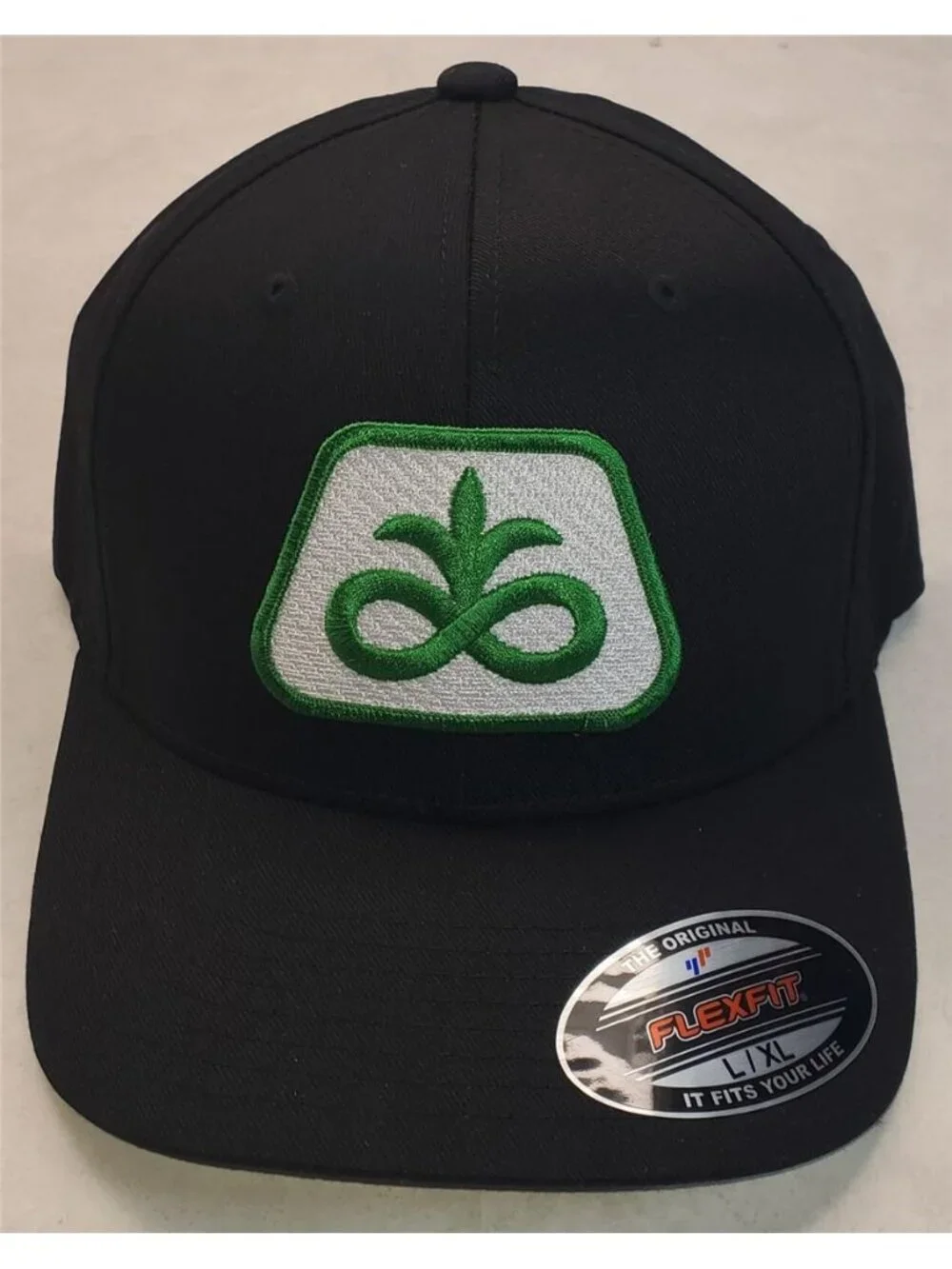 Retro Pioneer Seed Patch Hat Vintage Agriculture Flexfit Cap Black L/XL New 80s